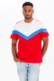 COLOR BLOCK TSHIRT (Color: RED/BLUE, size: 3XL)