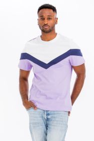 COLOR BLOCK TSHIRT (Color: LILAC/BLUE, size: 3XL)
