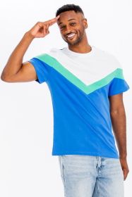 COLOR BLOCK TSHIRT (Color: BLUE/GREEN, size: 2XL)