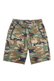 COTTON BLEND LOUNGE SWEAT SHORTS (Color: CAMO GREEN, size: XL)