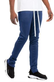 SOLID COLOR PLAIN BASIC TRACK PANTS (Color: DENIM, size: S)