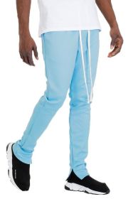 SOLID COLOR PLAIN BASIC TRACK PANTS (Color: LIGHT BLUE, size: 2XL)