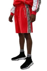 SNAKE PRINT SHORTS (Color: Red, size: 3XL)