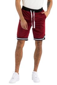 Solid Athletic Basketball Sports Shorts (Color: Red, size: L)