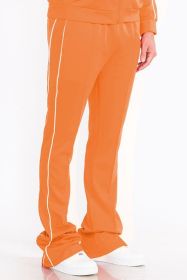 Mens Side Pipe Stacked Flare Pants (Color: ORANGE, size: 2XL)