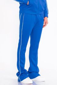 Mens Side Pipe Stacked Flare Pants (Color: ROYAL, size: XL)