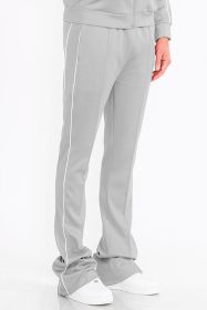 Mens Side Pipe Stacked Flare Pants (Color: GREY, size: XL)