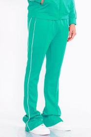 Mens Side Pipe Stacked Flare Pants (Color: TEAL, size: 2XL)