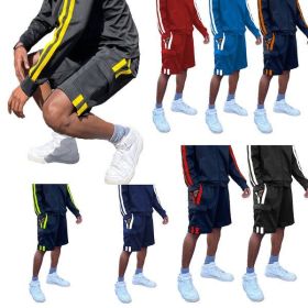 Two Stripe Cargo Pouch Shorts (Color: RED WHITE, size: M)