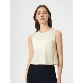 JupiterGear Round-Neck Cropped Tank (Color: Pastel Yellow, size: 10)
