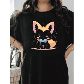 Casual Women's Cotton T-Shirt with Bow Detail - Trendy and Comfortable for Every Season (Style: 459)