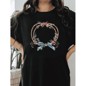 Casual Women's Cotton T-Shirt with Bow Detail - Trendy and Comfortable for Every Season (Style: 436)