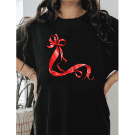 Casual Women's Cotton T-Shirt with Bow Detail - Trendy and Comfortable for Every Season (Style: 468)
