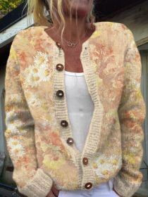 3D Digital Printing Cardigan Knitted Coat (Option: HWJ165908-S)