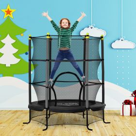 5.3' Kids Trampoline with Safety Enclosure for 3-10 Years (Option: Black-750x270x250 mm)