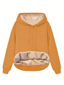 Warm Berber Fleece Pocket Hooded Sweatshirt Coat (Option: Yellow-S)