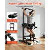 Pull Up Bar, 330 LBS Power Tower Dip Station, Workout Dip Station with H-Shaped Stable Base & Back Pad