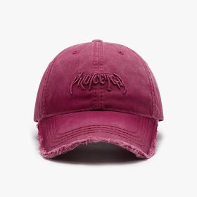 Letter Three-dimensional Embroidery Soft Top Burr Men's Baseball Cap (Option: Wine Red-Adjustable)