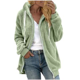 Women's Fashion Loose Thick Plush Hooded Jacket (Option: Light Green-M)