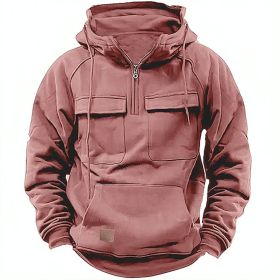 Men's Solid Color Casual Sweatshirt (Option: Rose Red-L)