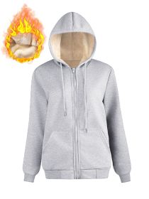Warm Berber Fleece Pocket Hooded Sweatshirt Coat (Option: Light Gray Thread Zipper-L)