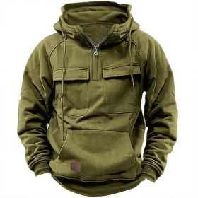 Men's Solid Color Casual Sweatshirt (Option: Army Green-2XL)